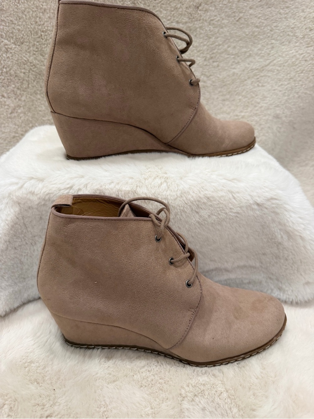 Franco Sarto Women's Lace-Up Wedge Ankle Boots in Taupe